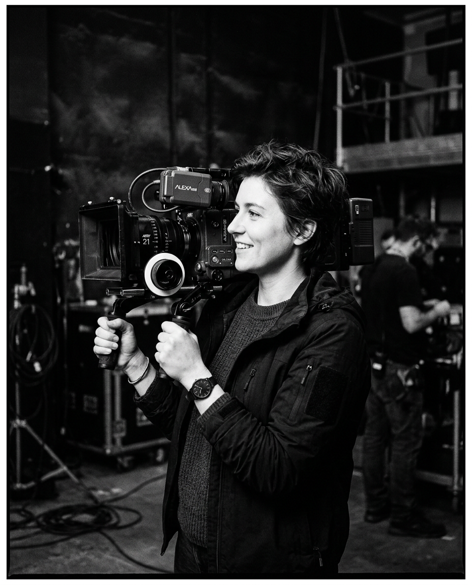 Portrait of Noa Vermeer holding a cinema camera
